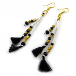 Les Tr&eacute;sors De Lily [N4653] - Boucles Cr&eacute;ateur 'Alta&iuml;' blanc noir