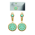 Les Tr&eacute;sors De Lily [N6247] - Lobes d'oreilles plaqu&eacute; or 'Navajos' turquoise dor&eacute; - 7 mm