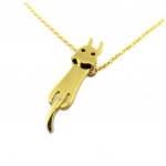 Les Tr&eacute;sors De Lily [P8079] - Collier acier 'Chat' dor&eacute; - 25x5 mm auksas