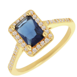 Bague Plaqu&eacute; Or 'Sissi' bleu blanc dor&eacute; - 10x7 mm