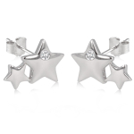 Les Tr&eacute;sors De Lily [Q2893] - Boucles Argent 'Une Etoile est N&eacute;e' blanc argent&eacute; (rhodi&eacute;) - 10x7 mm sidabras