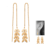Les Tr&eacute;sors De Lily [Q3734] - Boucles plaqu&eacute; or 'Epi de bl&eacute;' dor&eacute; - motif 18x6 mm