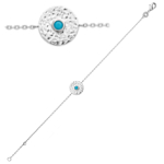 Les Tr&eacute;sors De Lily [Q6613] - Bracelet Argent 'Cl&eacute;opatra' turquoise argent&eacute; (rhodi&eacute;) - 13 mm turkis