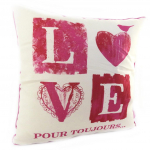 Les Tr&eacute;sors De Lily [M1671] - Coussin d&eacute;co 'Love' rouge beige raudona
