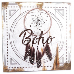 Les Tr&eacute;sors De Lily [P8773] - Cadre bois 'Boho' gris beige marron (dreamcatcher) - 30x30 cm ruda