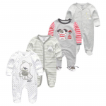 Kiddiezoom 4vnt Drabužiai kūdikiams berniukams mergaičių &scaron;liaužtinukai naujagimiams unisex drabužiai pilnomis rankovėmis medvilniniai kūdikių drabužiai 9M