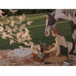 Kvadratinis / apvalus &bdquo;pasidaryk pats&ldquo; deimantinis siuvinėjimas, balandis arklys, moteris 5D deimantinis paveikslas, vandens deimantų mozaikos dekoras Full Square (20X30CM)