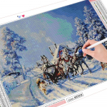 Deimantinis siuvinėjimas peizažas, sniegas, pilnas kvadratas, apvalus gręžimas kryželiu Deimantinis tapyba arklio kalnų kri&scaron;tolo rinkinys Namų dekoras Full Round (20X30CM)