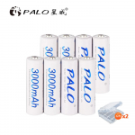 PALO 1.2V AA įkraunamos baterijos 3000mAh Ni-MH 100% originalios didelės talpos srovės AA baterija, įkraunama fotoaparato žaislams Ktv 8pcs