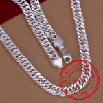 Gryno 925 sidabro karoliai vyrams 10 mm grandinės karoliai Collier 20 colių Choker madingi vyri&scaron;ki papuo&scaron;alai aksesuarai dovanos papuo&scaron;alai 50cm