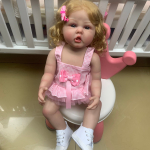 3D Skin Soft Touch Viso silikono korpusas 55 CM Reborn Baby Doll, skirta mergaitės gimtadienio dovanai vonios žaislas