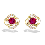 Les Tr&eacute;sors De Lily [R5152] - Boucles Plaqu&eacute; Or 'Sissi' rubis dor&eacute; - 10x10 mm
