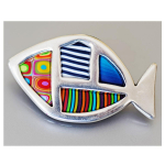 Les Tr&eacute;sors De Lily [R6410] - Broche artisanale 'Colombine & Arlequin' multicolore argent&eacute; (poisson) - 55x30 mm
