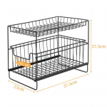 Daugiafunkcinis 2 auk&scaron;tų i&scaron;traukiamas krep&scaron;ys spintelių organizatorius po kriaukle, laikymo lentyna su stalčiais namams, vonios kambariui, virtuvės reikmenims S