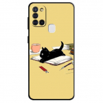 Cat Cartoon mielas telefono dėklas, skirtas Samsung Galaxy M13 M32 5g M52 M31 M22 M12 M51 M30s M23 M33 M11 M53 Tpu mink&scaron;tas prabangus juodas dangtelis Samsung M30s