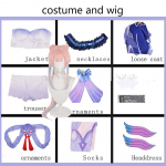Sangonomiya Kokomi Cosplay kostiumas Genshin Impact Kokomi Tube vir&scaron;utinių suknelių rinkinys Cosplay kostiumų komplektai su nugaros puo&scaron;ybos peruku L-costume wig