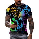Vasaros naujos mados Spalvoti grafiti vyri&scaron;ki mar&scaron;kinėliai 3D tendencijų asmenybės hip-hop harajuku marginimas apvaliu kaklu trumpomis rankovėmis mar&scaron;kinėliai. 3XL
