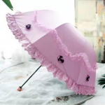 Sun Lace Umbrella Rain Moterų kremas nuo saulės Korėjieti&scaron;kas trijų sulankstomas skėtis UV skaidrus Princess vėjui atsparus papuo&scaron;imas Ombrello Dovana F