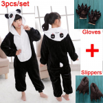 3 vnt./komplektas Vaikams Vaikų pižamos Kigurumi Cosplay Kostiumas Gyvūnų miegui skirtų kostiumų + batai + pir&scaron;tinės 8t