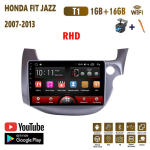 10.1 Android automobilinis stereofoninis radijas, skirtas HONDA FIT JAZZ 2007-2013 automobiliniam daugialypės terpės grotuvui DVD garsiakalbiai galvos blokas garso WIFI 1+16GB 1+16GB,B gray