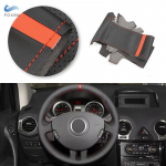 Automobilio vairo dangtis odinė apdaila juoda su raudona juostele Skirta Renault Clio 3 RS 2005 2006 2007 2008 2009 2010 2011 2012 m.