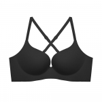 Surauktas Didelis Atvira Nugara Kryžiuotas Vientisas Mažas Sagtis Liemenėlė Graži Nugara Be Pėdsakų &Scaron;oninis Užsegimas Be Vielų Plonas Kau&scaron;elis 32/70AB juoda