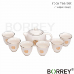 BORREY 7 vnt Keraminis arbatos rinkinys Jade Kung Fu arbatos rinkinys Paprastas arbatos gaminimo aparatas Susitikimo svečiams balto porcelianinio arbatinuko puodelio dovanų dėžutė