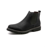 Chelsea Boots Vyri&scaron;ki žieminiai batai Juodi skeltos odos batai Vyri&scaron;ka avalynė &Scaron;ilti pliu&scaron;iniai kailiniai žieminiai batai vyrams Zapatos Hombre 35 45