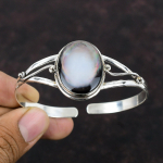 Perlamutrinė apyrankė 925 prabos sidabrinė apyrankė su rankogaliu Tikras brangakmenis Reguliuojama apyrankė Rankų darbo apyrankė-rankogalis Dovana mamai Unikalūs papuo&scaron;alai Adjustable