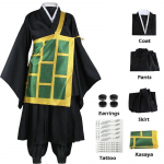 Anime Jujutsu Kaisen Geto Suguru Cosplay kostiumas Perukas Juodas kimono Mokyklinė uniforma su auskarais Helovino kostiumas moterims vyrams XS