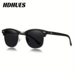 HdHues Unisex Square plastikiniai poliarizuoti lauko kelionių madingi akiniai nuo saulės, UV400 matinė juoda spalva