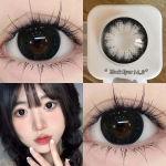 &bdquo;Big Black Eyes&ldquo; 2 vnt. kontaktinių lę&scaron;ių, 14,5 mm, 1 dienos, &bdquo;MillCreek Doll Eyes&ldquo; graduoti kontaktiniai lę&scaron;iai, pilki, silikono hidrogelio, mink&scaron;ti ir patogūs. 0