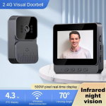 Vaizdo durų skambutis Vaizdo domofono akies angos kamera 1080P 2,4G 4,3 colio IPS ekranas Vizualus durų skambutis, skirtas vilos namų biuro butui