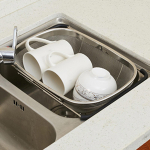 Draining Rack over The Sink Retractable Tray Sponge Drying Fine Mesh Fruit Dish