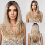 &Scaron;viesūs Vienaragis Ilgi Garbanoti Plaukai Nėriniai Perukai Ruda Blonde Ombre Sintetiniai perukai juodaodėms Moterims Body Wave Cosplay Kasdieniai kar&scaron;čiui atsparūs nėriniai plaukams