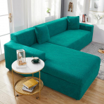 Vandeniui atsparus tvirtas elastingas sofos užvalkalas gyvenamajam kambariui, tamprus žakardo elastano kampas, L formos sofos sofos užvalkalas 4 seat 235-300cm žalia