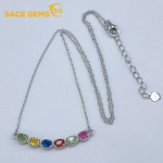 SACE GEMS 925 sterlingo sidabro sertifikuoti 3*4 mm natūralūs spalvingi safyro pakabukai, skirti moterų sužadėtuvių vakarėliui, puikūs papuo&scaron;alai