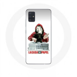 Coque Samsung Galaxy A51 la casa de papel masque logo fond blanc