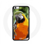 Coque Iphone 7 Perroquet orange bleu ciel vert jaune bec soleil nuage douceur couleur pastel oiseau