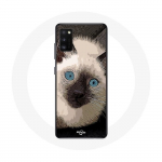 Coque pour Samsung Galaxy S20 Chat Siamois Noir et blanc aux Yeux Bleus