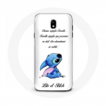 Coque pour Samsung Galaxy J5 2017 Lilo et Stitch Ohana Citation Blanc