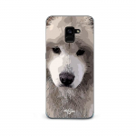 Coque pour Samsung Galaxy A8 Plus Samoy&egrave;de Gris Race de chiens