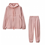 Fleece Moteri&scaron;ki sportiniai kostiumai, gobtuvai, dviejų dalių rinkiniai, žieminiai solidūs ilgomis rankovėmis &bdquo;Joggers&ldquo; kelnių kostiumas, moteri&scaron;kas laisvalaikio sportinės aprangos rinkinys