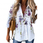 Moteri&scaron;ki mar&scaron;kiniai su drugeliais ra&scaron;tu, apverčiama apykakle, vienaeilis meni&scaron;kas pavasarinis džemperis kasdieniam dėvėjimui M violetinė