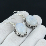 Rainbow Moonstone brangakmenis rankų darbo 925 sterlingų sidabro auskarai, vaivoryk&scaron;tės mėnulio akmens papuo&scaron;alai auskarai dovanos moterims mėnulio akmens papuo&scaron;alai jai 2.16