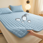 Vandeniui atsparus čiužinio kilimėlis su elastine dygsniuota patalyne Mink&scaron;ta odai nekenksminga patalynė čiužinio apsauga be pagalvės užvalkalo 150x200cm 1pc mėlyna