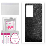 apgo Protective Skin Sticker for the back compatible with Vivo iQOO 8, Wrap Film, Foil, Vinyl - Pattern Black Leather