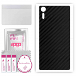 apgo Protective Skin Sticker for the back compatible with Sony Xperia XZs, Wrap Film, Foil, Vinyl - Pattern Carbon Black