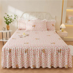 3 vnt. rinkinys Gėlėmis margintas mink&scaron;tas lovos sijonas 100% medvilnės lovatiesė Princesės auk&scaron;tos kokybės grynos medvilnės neslystantis lovos užtiesalas 3pcs set 120x200cm