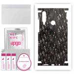 apgo Protective Skin Sticker for the back+sides compatible with Huawei Y6p, Full Wrap Film, Foil, Vinyl - Pattern Carbon Black Pixel